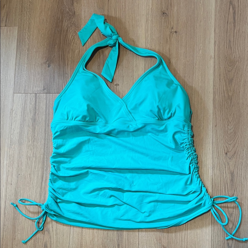 Lands' End Teal Halter Tankini Top